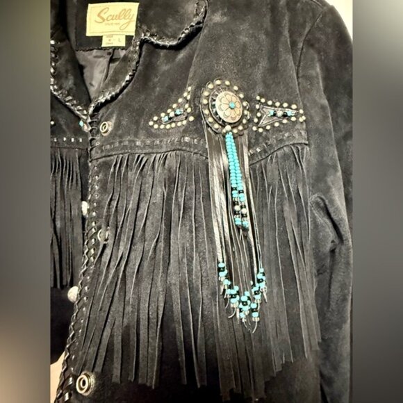 Vintage Scully Women's Black Suede Fringe Jacket - Picture 2 of 10